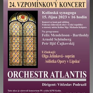 24th COMMEMORATIVE CONCERT, in synagogue in Kolin - Sunday 15th OCTOBER 2023, the concert starts at 4 p.m.