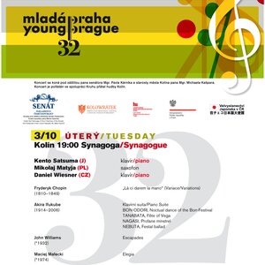 32 years of International Music Festival YOUNG PRAGUE - 3rd October, 2023, in synagogue in Kolin at 7 p.m.