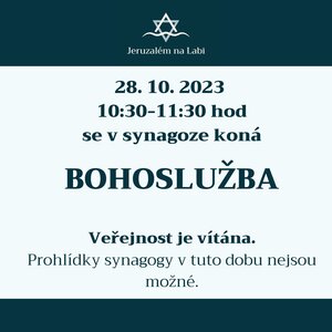 RANNÍ MODLITBA (ŠABAT) v kolínské synagoze 28. října 2023 od 10:30 h